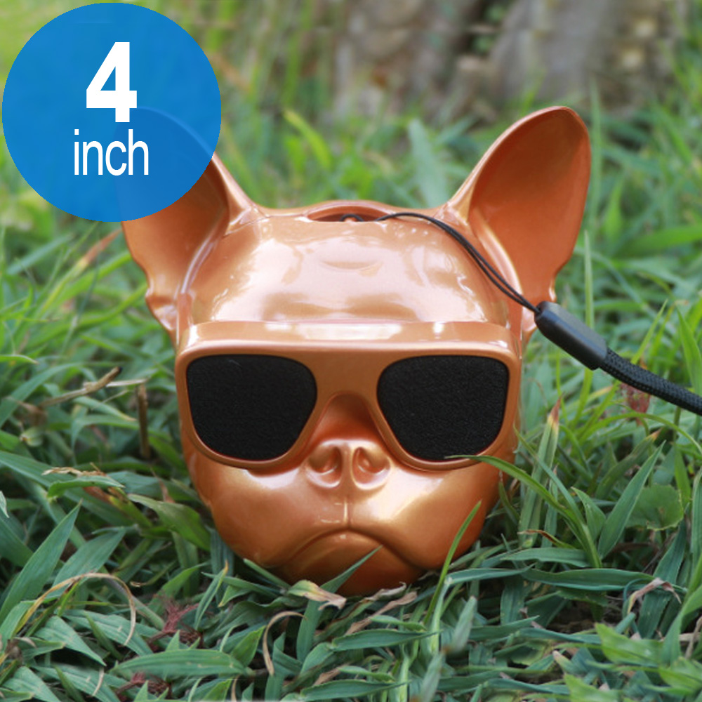 Small Size Cool Design Sunglasses Pit Bull DOG Portable Bluetooth Speaker (Gold)